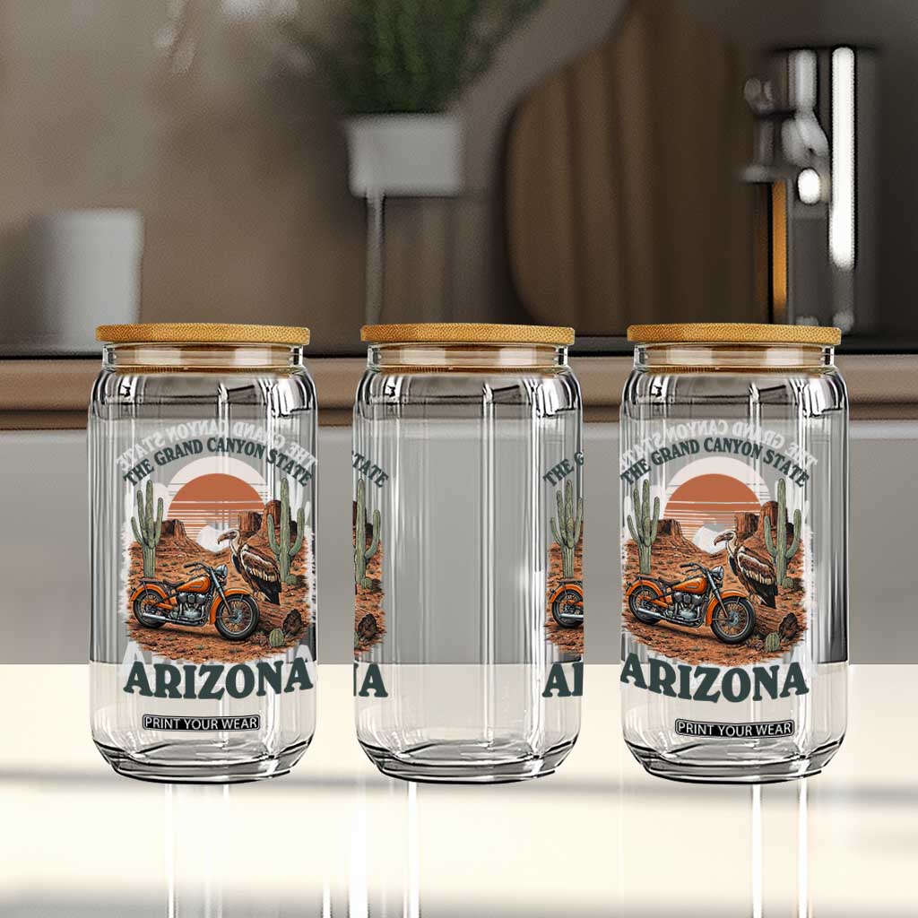 Vintage Arizona Motorcycle Rider Glass Can Desert Cactus Grand Canyon State TS12 Print Your Wear