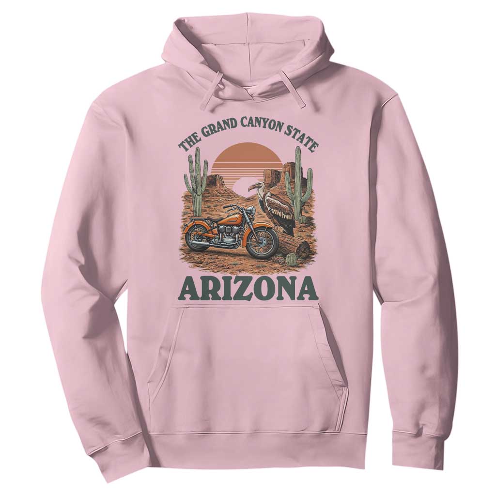 Vintage Arizona Motorcycle Rider Hoodie Desert Cactus Grand Canyon State TS12 Light Pink Print Your Wear