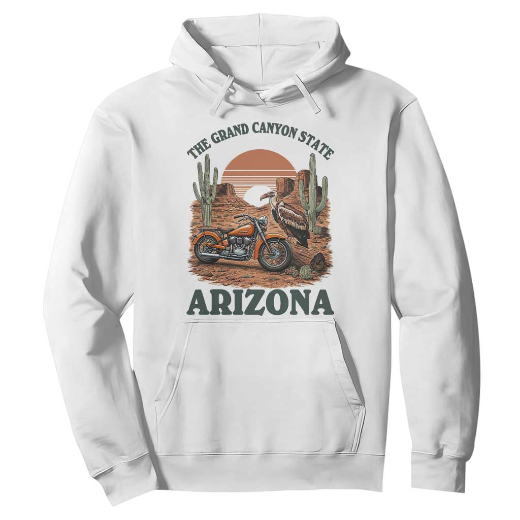 Vintage Arizona Motorcycle Rider Hoodie Desert Cactus Grand Canyon State TS12 White Print Your Wear