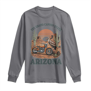 Vintage Arizona Motorcycle Rider Long Sleeve Shirt Desert Cactus Grand Canyon State TS12 Charcoal Print Your Wear