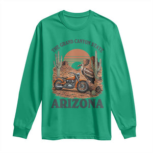 Vintage Arizona Motorcycle Rider Long Sleeve Shirt Desert Cactus Grand Canyon State TS12 Irish Green Print Your Wear