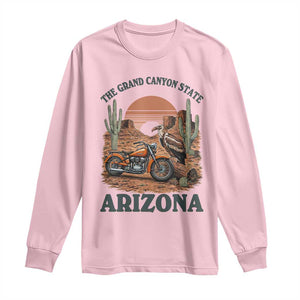 Vintage Arizona Motorcycle Rider Long Sleeve Shirt Desert Cactus Grand Canyon State TS12 Light Pink Print Your Wear