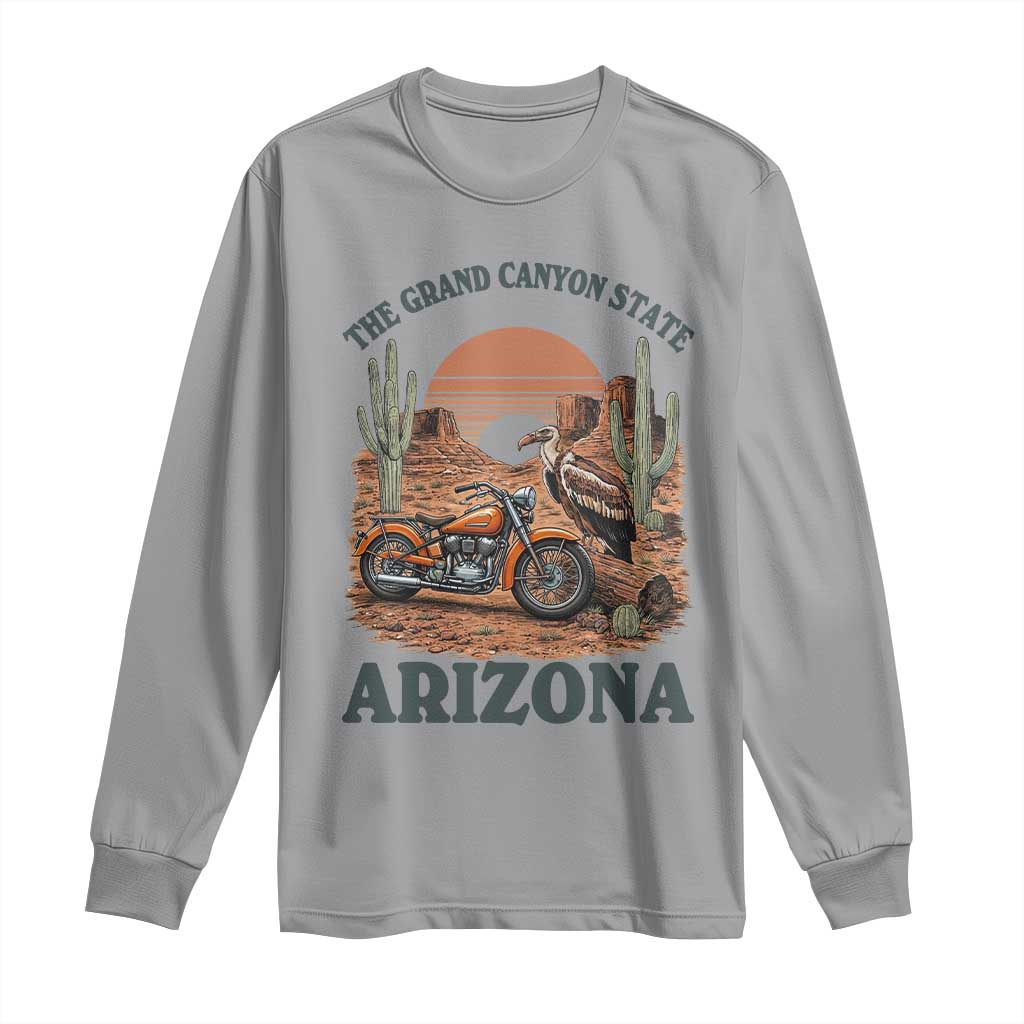Vintage Arizona Motorcycle Rider Long Sleeve Shirt Desert Cactus Grand Canyon State TS12 Sport Gray Print Your Wear