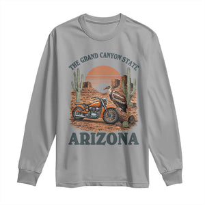 Vintage Arizona Motorcycle Rider Long Sleeve Shirt Desert Cactus Grand Canyon State TS12 Sport Gray Print Your Wear