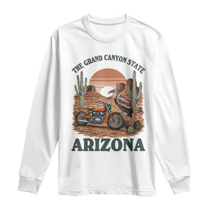 Vintage Arizona Motorcycle Rider Long Sleeve Shirt Desert Cactus Grand Canyon State TS12 White Print Your Wear