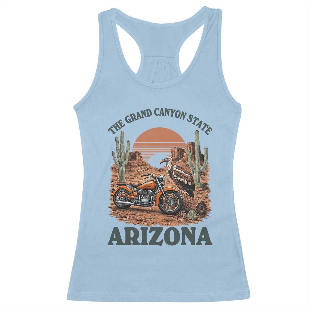 Vintage Arizona Motorcycle Rider Racerback Tank Top Desert Cactus Grand Canyon State TS12 Light Blue Print Your Wear