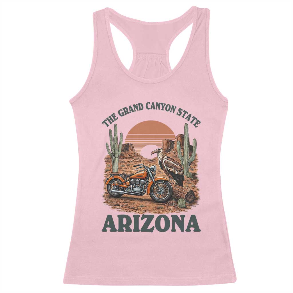 Vintage Arizona Motorcycle Rider Racerback Tank Top Desert Cactus Grand Canyon State TS12 Light Pink Print Your Wear