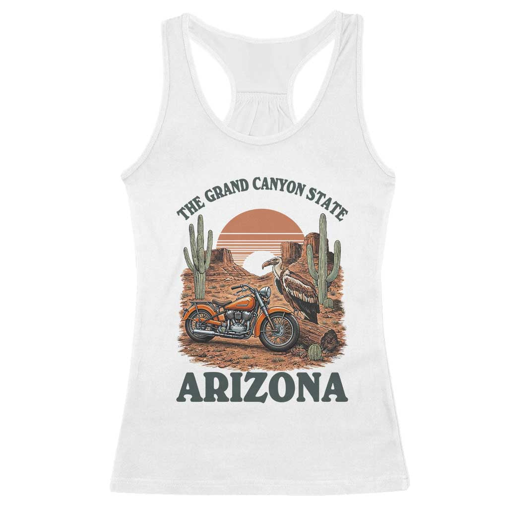 Vintage Arizona Motorcycle Rider Racerback Tank Top Desert Cactus Grand Canyon State TS12 White Print Your Wear