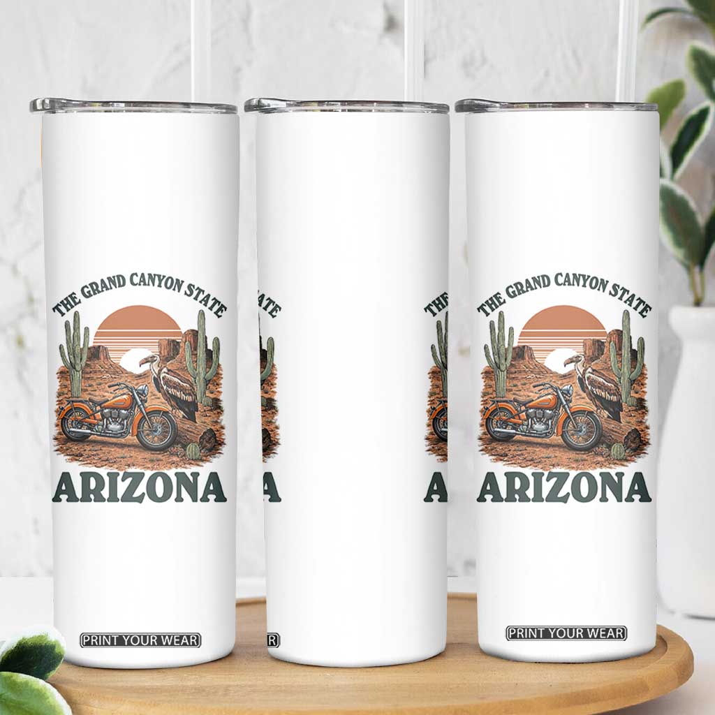 Vintage Arizona Motorcycle Rider Skinny Tumbler Desert Cactus Grand Canyon State TS12 Print Your Wear