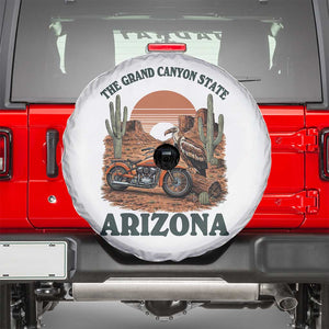 Vintage Arizona Motorcycle Rider Spare Tire Cover Desert Cactus Grand Canyon State TS12 White Print Your Wear