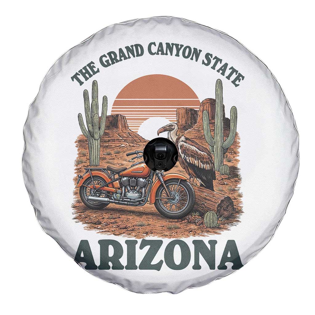 Vintage Arizona Motorcycle Rider Spare Tire Cover Desert Cactus Grand Canyon State TS12 Print Your Wear