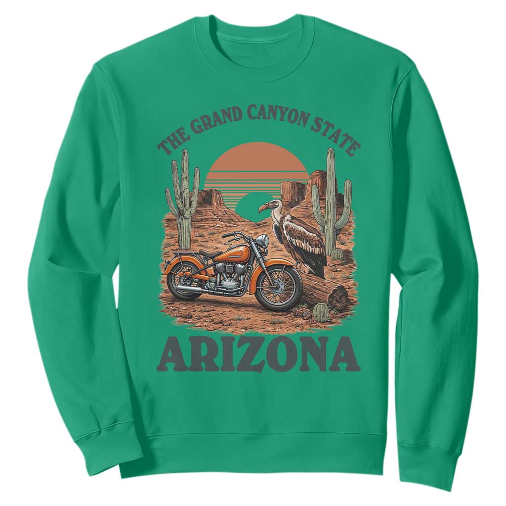 Vintage Arizona Motorcycle Rider Sweatshirt Desert Cactus Grand Canyon State TS12 Irish Green Print Your Wear
