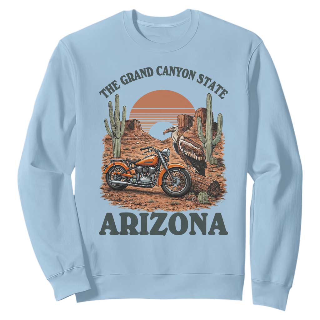 Vintage Arizona Motorcycle Rider Sweatshirt Desert Cactus Grand Canyon State TS12 Light Blue Print Your Wear