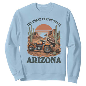 Vintage Arizona Motorcycle Rider Sweatshirt Desert Cactus Grand Canyon State TS12 Light Blue Print Your Wear