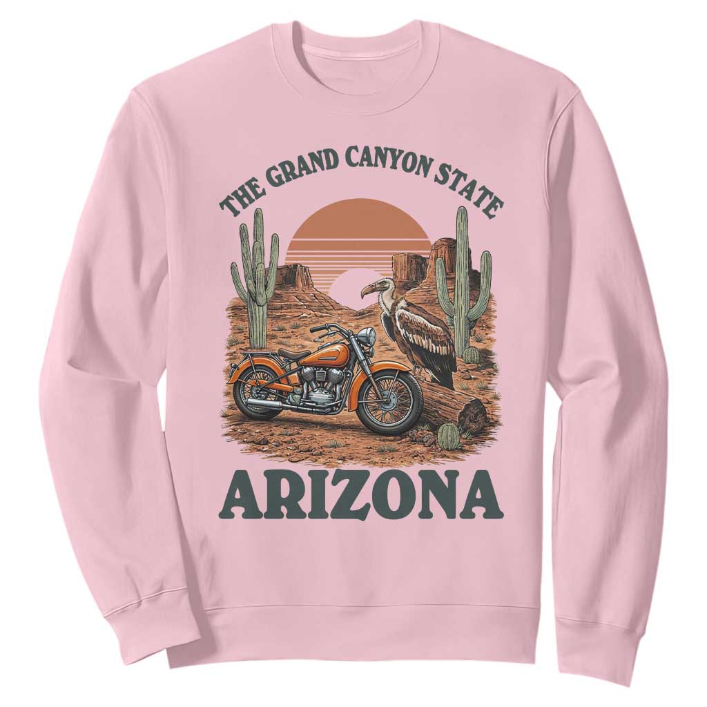 Vintage Arizona Motorcycle Rider Sweatshirt Desert Cactus Grand Canyon State TS12 Light Pink Print Your Wear