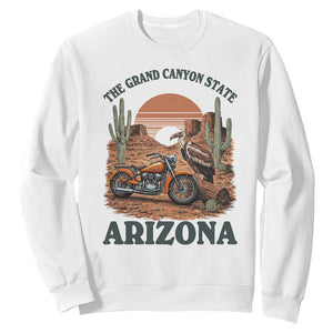 Vintage Arizona Motorcycle Rider Sweatshirt Desert Cactus Grand Canyon State TS12 White Print Your Wear