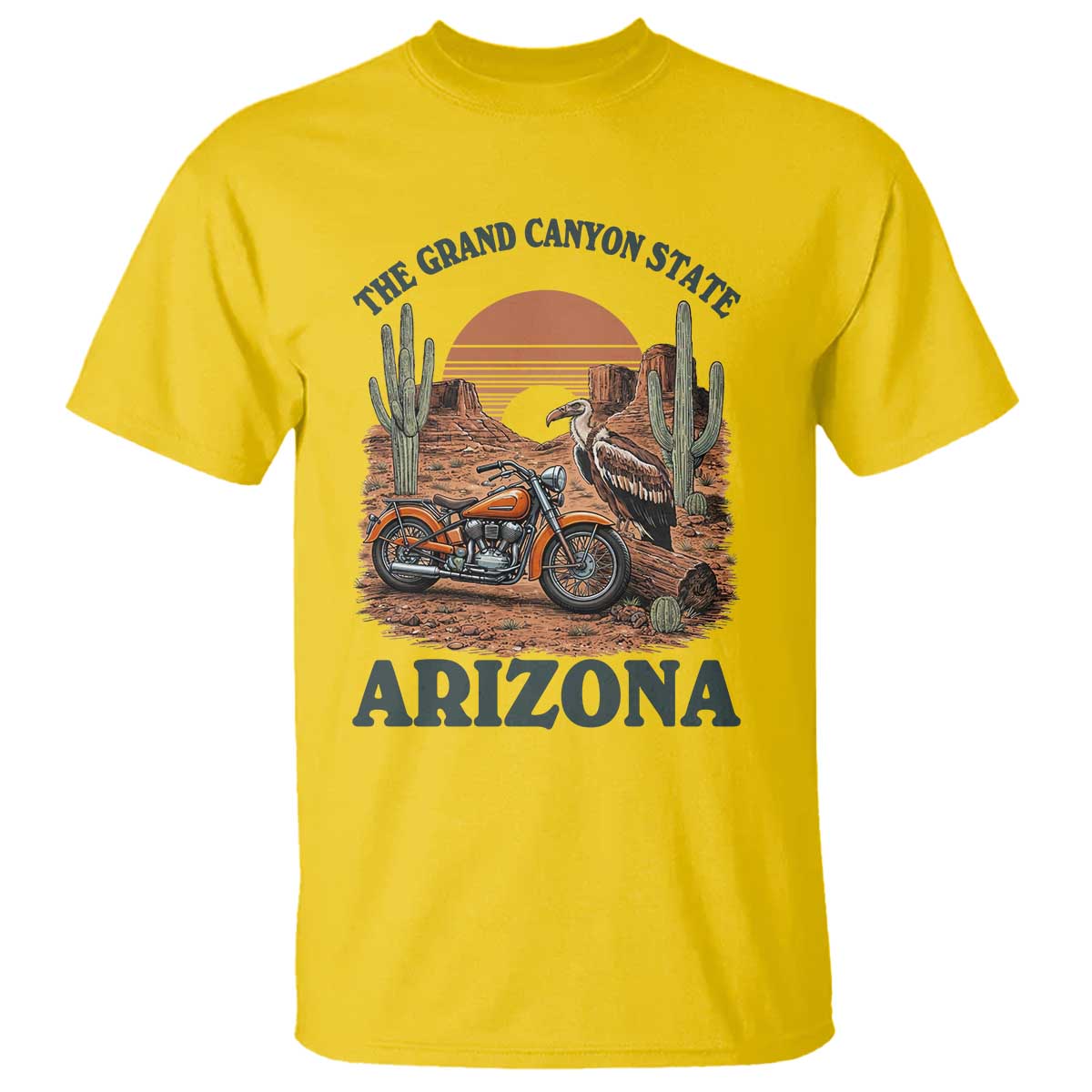 Vintage Arizona Motorcycle Rider T Shirt Desert Cactus Grand Canyon State TS12 Daisy Print Your Wear