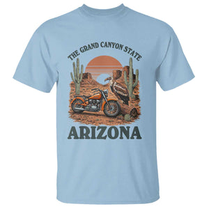 Vintage Arizona Motorcycle Rider T Shirt Desert Cactus Grand Canyon State TS12 Light Blue Print Your Wear
