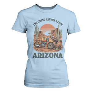 Vintage Arizona Motorcycle Rider T Shirt For Women Desert Cactus Grand Canyon State TS12 Light Blue Print Your Wear
