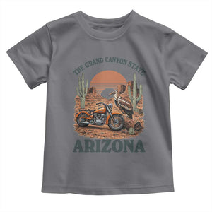 Vintage Arizona Motorcycle Rider Toddler T Shirt Desert Cactus Grand Canyon State TS12 Charcoal Print Your Wear