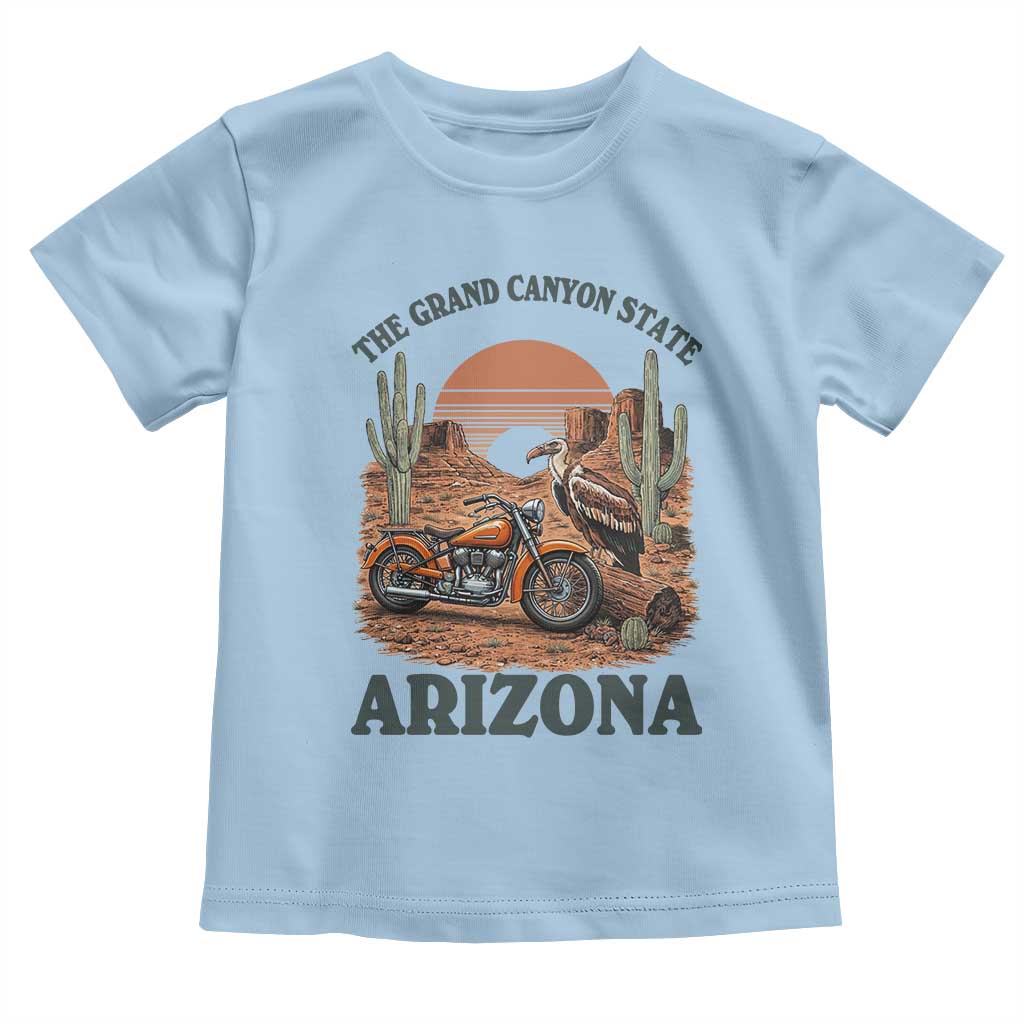 Vintage Arizona Motorcycle Rider Toddler T Shirt Desert Cactus Grand Canyon State TS12 Light Blue Print Your Wear