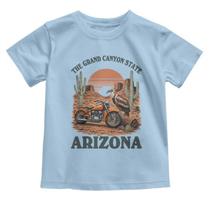 Vintage Arizona Motorcycle Rider Toddler T Shirt Desert Cactus Grand Canyon State TS12 Light Blue Print Your Wear