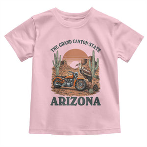Vintage Arizona Motorcycle Rider Toddler T Shirt Desert Cactus Grand Canyon State TS12 Light Pink Print Your Wear