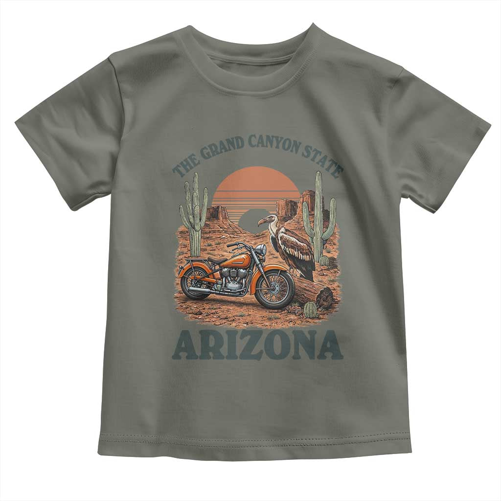 Vintage Arizona Motorcycle Rider Toddler T Shirt Desert Cactus Grand Canyon State TS12 Military Green Print Your Wear