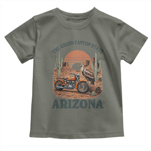 Vintage Arizona Motorcycle Rider Toddler T Shirt Desert Cactus Grand Canyon State TS12 Military Green Print Your Wear