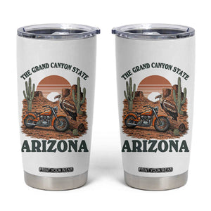 Vintage Arizona Motorcycle Rider Tumbler Cup Desert Cactus Grand Canyon State TS12 White Print Your Wear