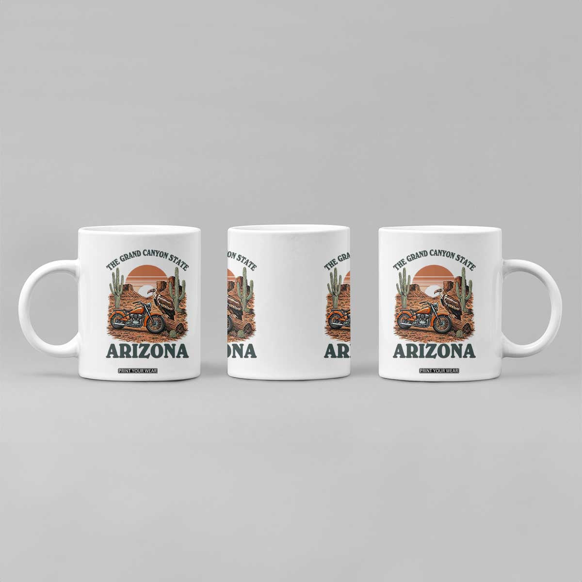 Vintage Arizona Motorcycle Rider Coffee Mug Desert Cactus Grand Canyon State TS12 Print Your Wear