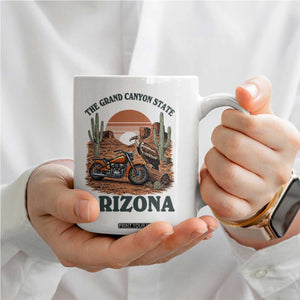 Vintage Arizona Motorcycle Rider Coffee Mug Desert Cactus Grand Canyon State TS12 Print Your Wear