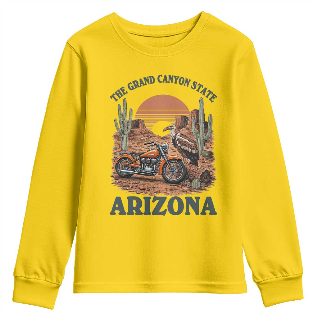 Vintage Arizona Motorcycle Rider Youth Sweatshirt Desert Cactus Grand Canyon State TS12 Daisy Print Your Wear