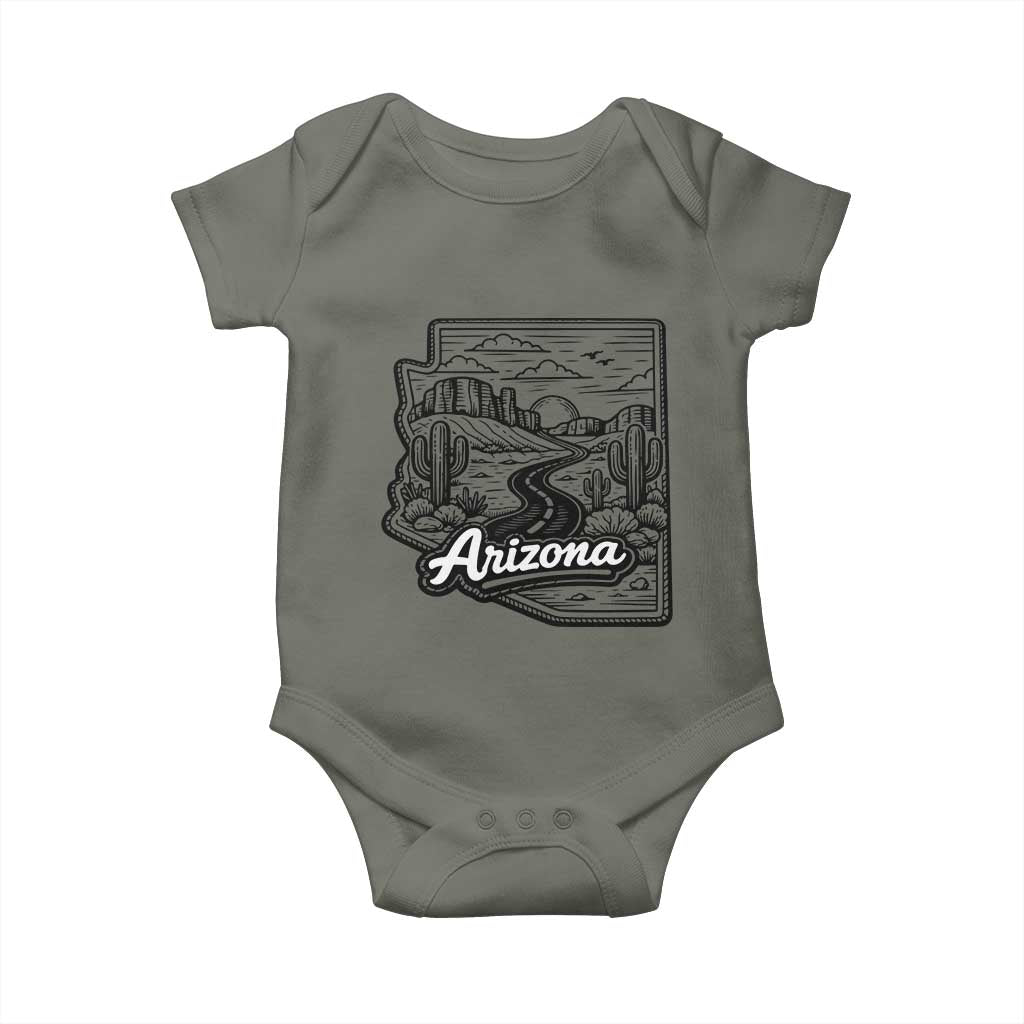 Vintage Arizona Pride Baby Onesie Cactus Desert Western Landscape TS12 Military Green Print Your Wear