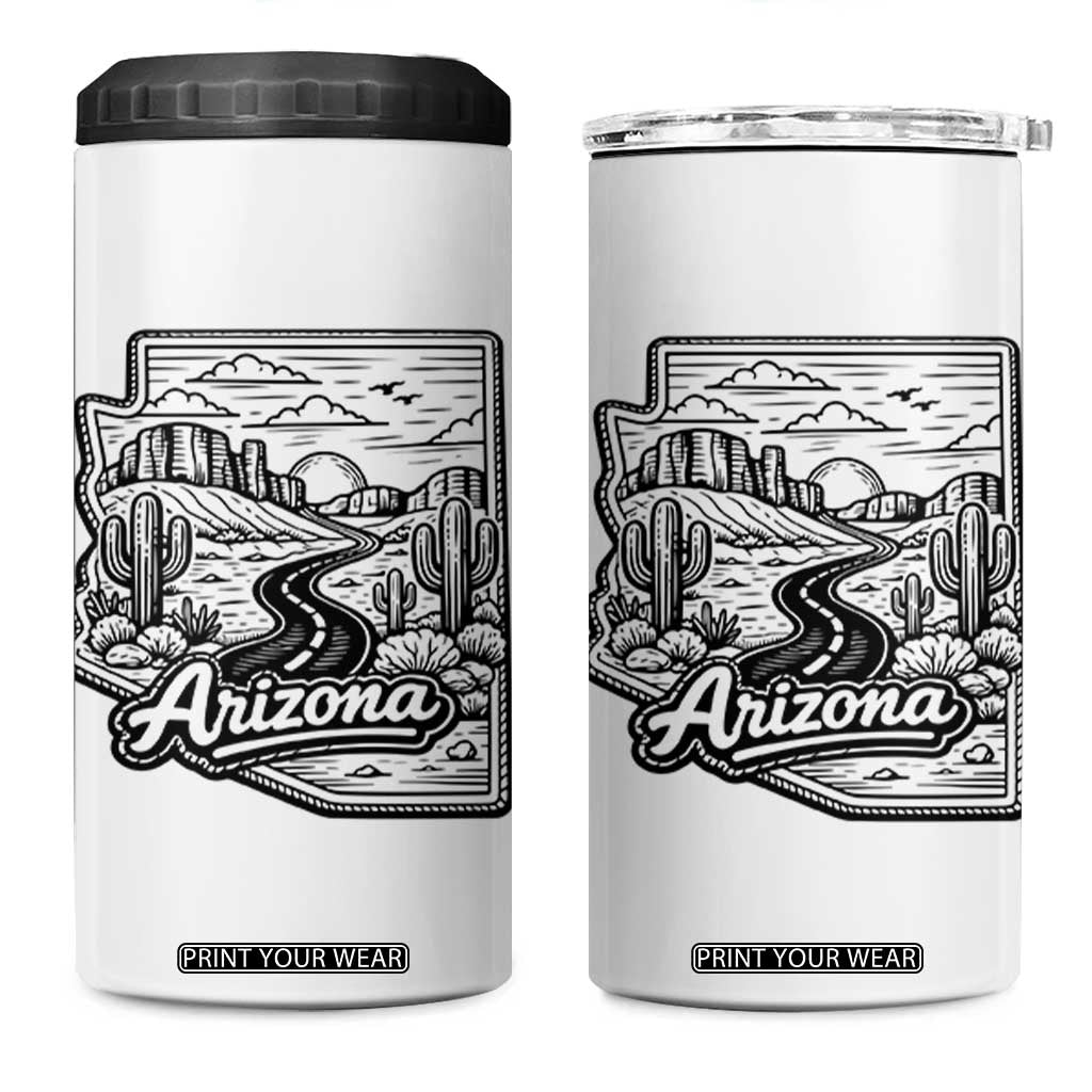 Vintage Arizona Pride 4 in 1 Can Cooler Tumbler Cactus Desert Western Landscape TS12 One Size: 16 oz White Print Your Wear