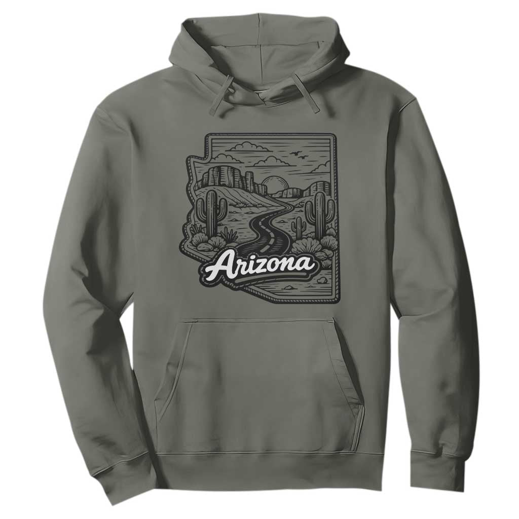 Vintage Arizona Pride Hoodie Cactus Desert Western Landscape TS12 Military Green Print Your Wear