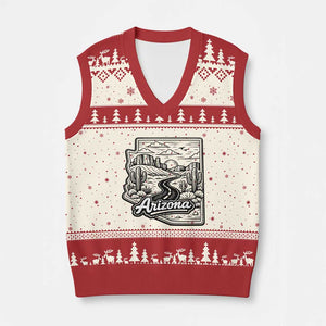 Vintage Arizona Pride V-Neck Knit Sweater Vest Cactus Desert Western Landscape TS12 Beige Red Print Your Wear
