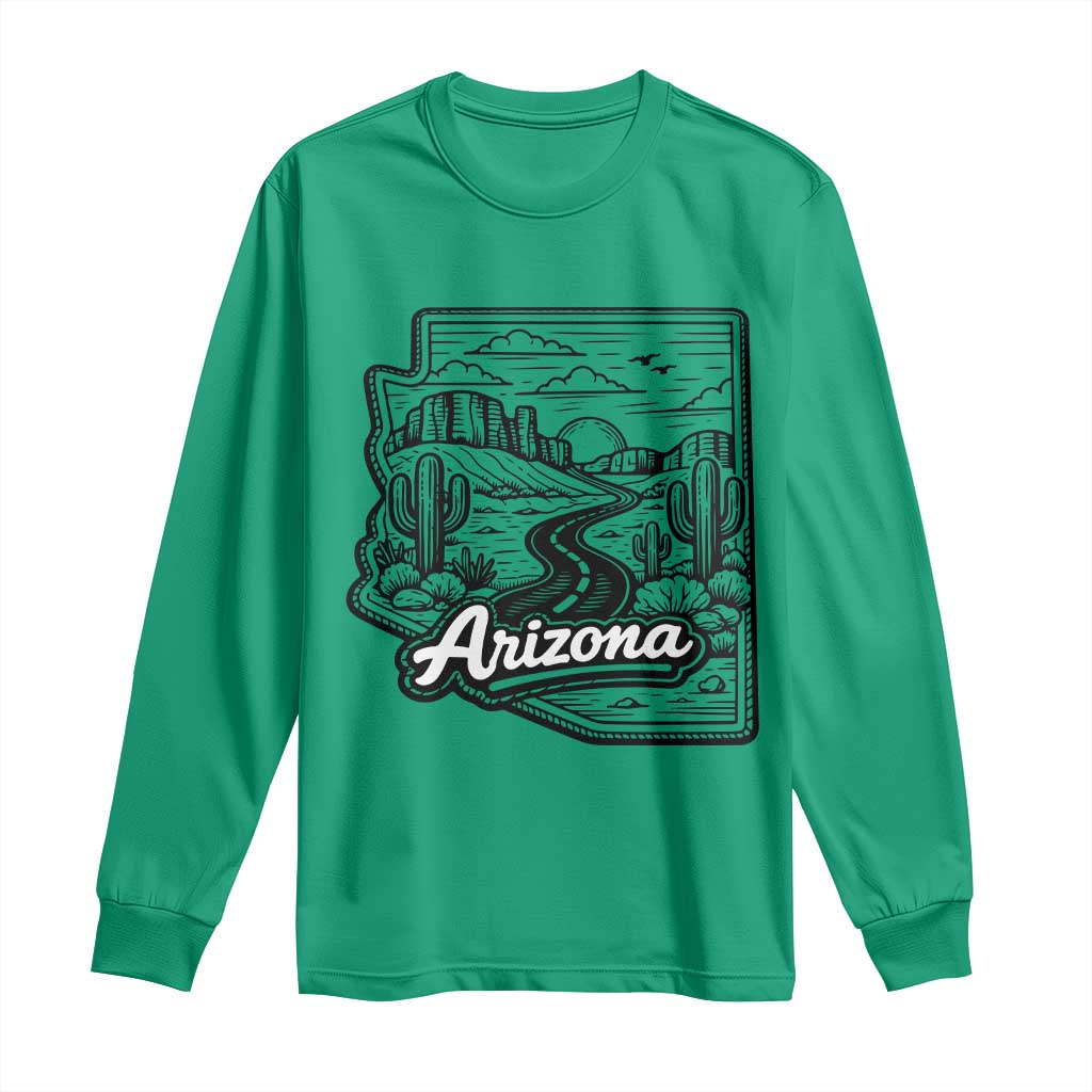 Vintage Arizona Pride Long Sleeve Shirt Cactus Desert Western Landscape TS12 Irish Green Print Your Wear