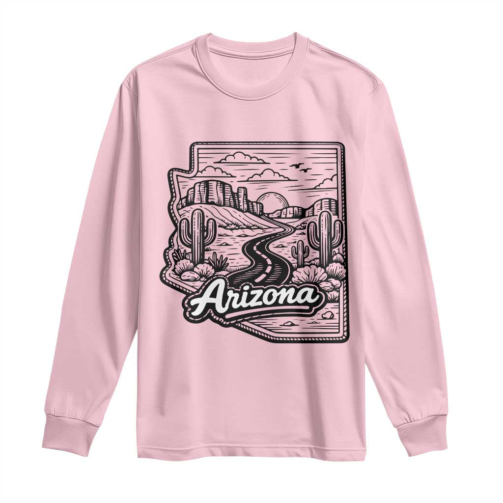Vintage Arizona Pride Long Sleeve Shirt Cactus Desert Western Landscape TS12 Light Pink Print Your Wear
