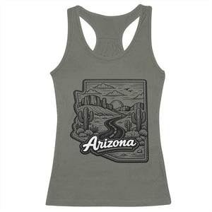 Vintage Arizona Pride Racerback Tank Top Cactus Desert Western Landscape TS12 Military Green Print Your Wear