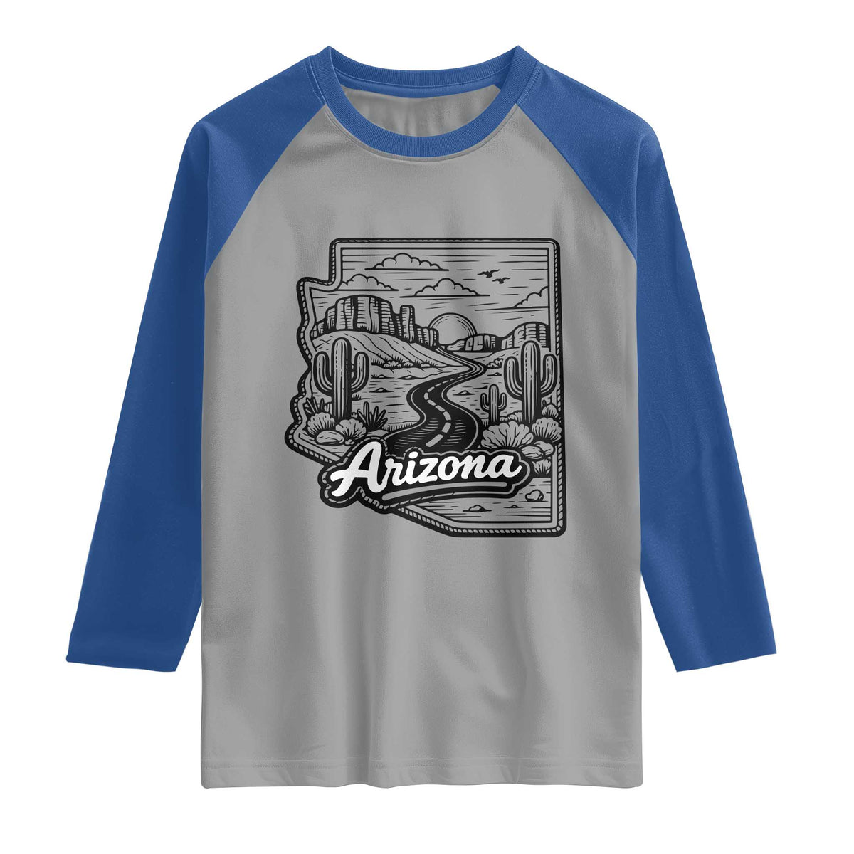 Vintage Arizona Pride Raglan Shirt Cactus Desert Western Landscape TS12 Sport Gray Royal Print Your Wear