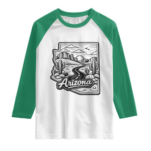 Vintage Arizona Pride Raglan Shirt Cactus Desert Western Landscape TS12 White Kelly Green Print Your Wear