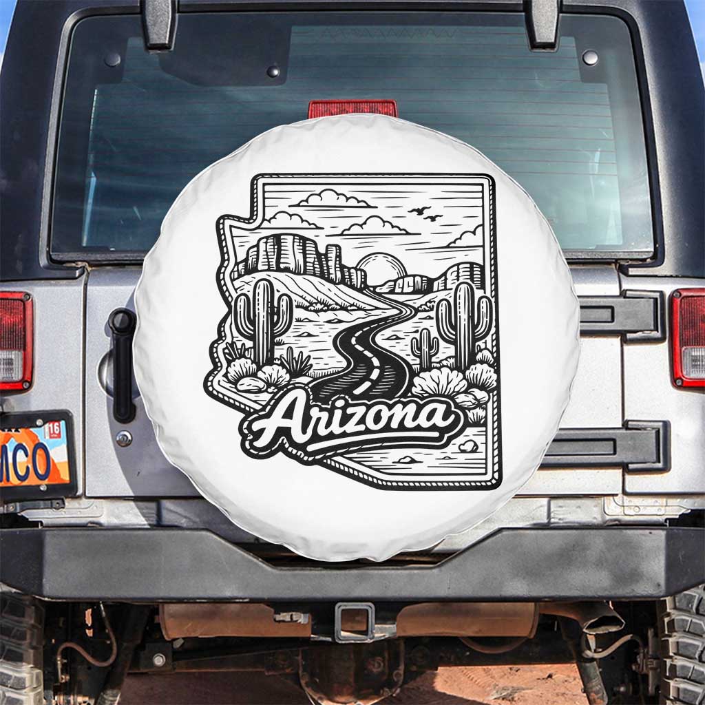 Vintage Arizona Pride Spare Tire Cover Cactus Desert Western Landscape TS12 No hole White Print Your Wear
