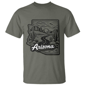 Vintage Arizona Pride T Shirt Cactus Desert Western Landscape TS12 Military Green Print Your Wear