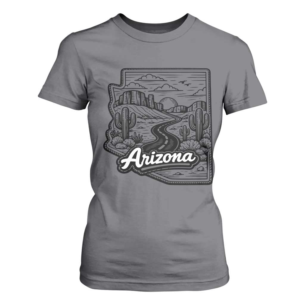 Vintage Arizona Pride T Shirt For Women Cactus Desert Western Landscape TS12 Charcoal Print Your Wear