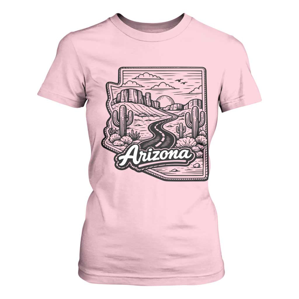 Vintage Arizona Pride T Shirt For Women Cactus Desert Western Landscape TS12 Light Pink Print Your Wear