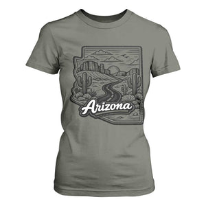 Vintage Arizona Pride T Shirt For Women Cactus Desert Western Landscape TS12 Military Green Print Your Wear