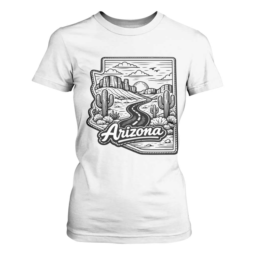 Vintage Arizona Pride T Shirt For Women Cactus Desert Western Landscape TS12 White Print Your Wear