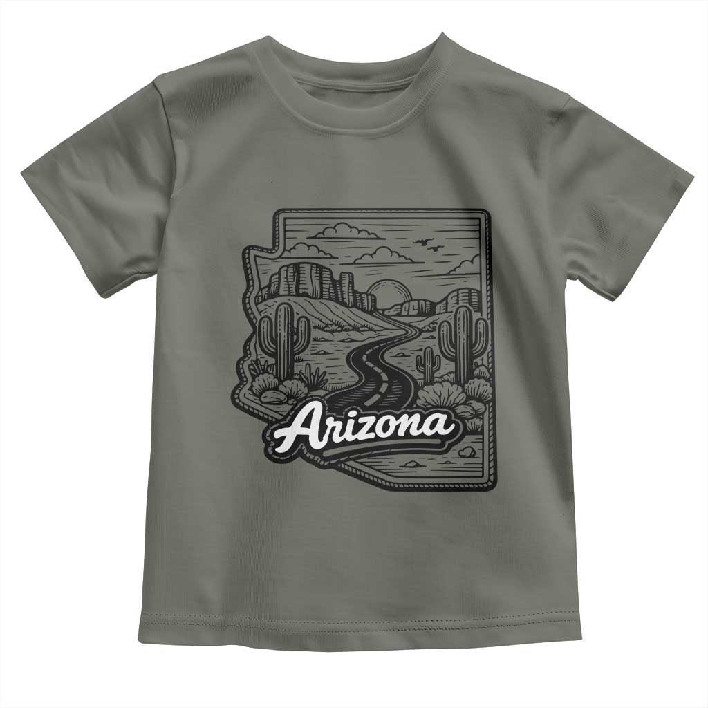 Vintage Arizona Pride Toddler T Shirt Cactus Desert Western Landscape TS12 Military Green Print Your Wear