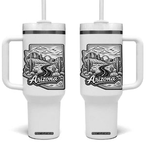 Vintage Arizona Pride Tumbler With Handle Cactus Desert Western Landscape TS12 One Size: 40 oz White Print Your Wear